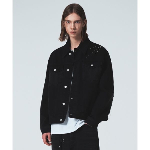 메종미네드 SCATTER 스투드 데님 트러커 블랙 1935692_이미지