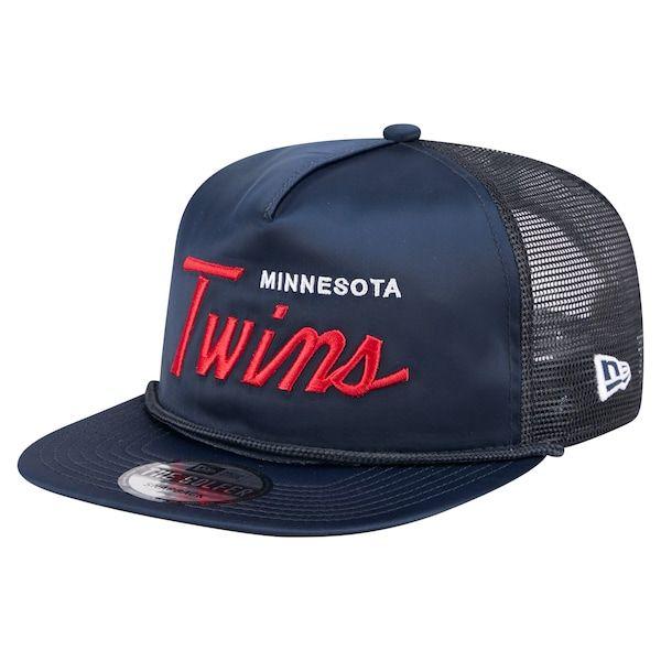 뉴에라 모자 미네소타 트윈스 Retro Satin Script Golfer Adjustable Hat Navy 1155037