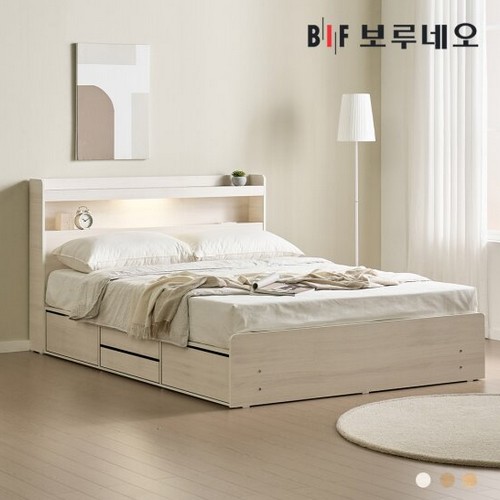 BIF보루네오 리즈Po 4서랍 수납 LED침대 Q (유로탑독립)