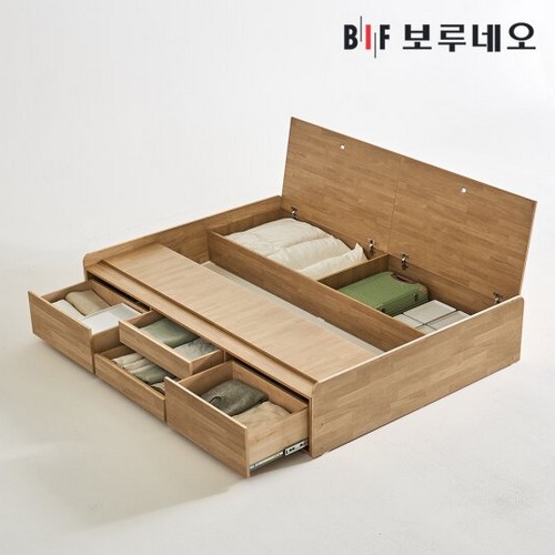 BIF보루네오 리즈Po 4서랍 수납 LED침대 Q (유로탑독립)_이미지