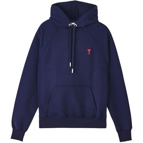 AMI 자수 후드 티셔츠 USW205 747 (430, 네이비)_이미지