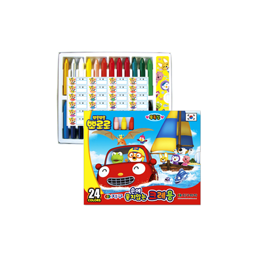 지구화학 뽀로로 손에 묻지 않는 크레용 (24색)_이미지