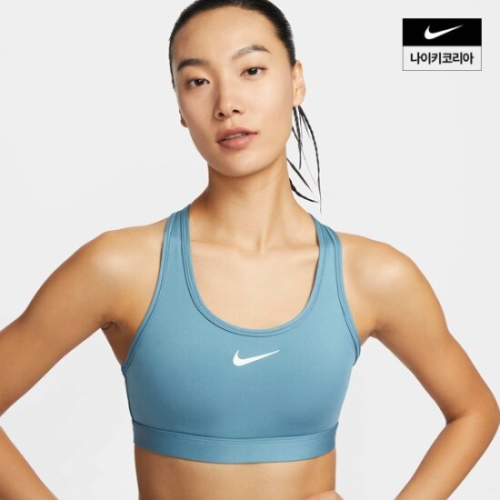 나이키 스우시 미디엄 서포트 패드 스포츠 브래지어_DX6822 (006, 스모키 블루)_이미지