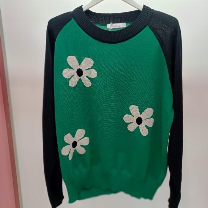 라티움 HC06 봄느낌 찰랑찰랑한 품편한 군살 커버 꽃배색 니트티 T2613sw19G 46626169