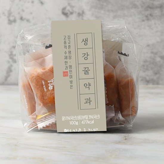 김규흔 명인 수제 한입 미니 생강꿀약과 띠지형 100g