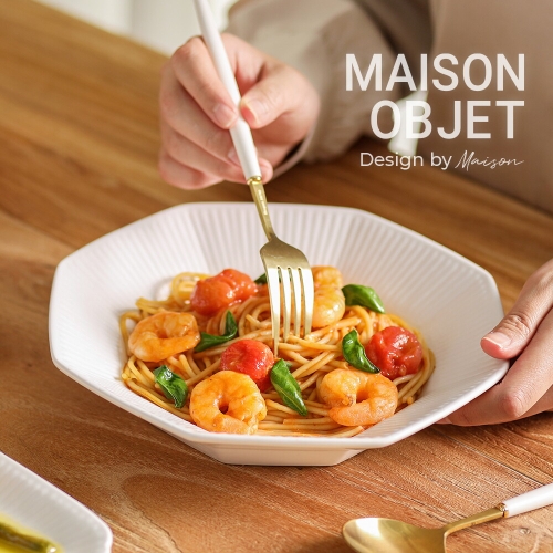 윤도자기 순백 화이트 팔각 파스타볼