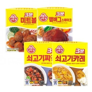 오뚜기 3분 쇠고기카레+쇠고기짜장+미트볼+햄버그스테이크 각 2입 총8입