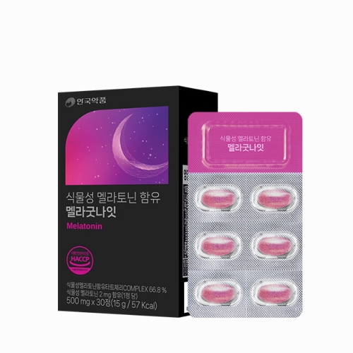오투바이오 안국약품 식물성 멜라토닌 함유 멜라굿나잇 500mg 30정 (1개)