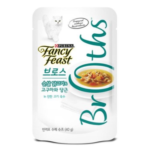 네슬레퓨리나 팬시피스트 브로스 순살닭고기&고구마와 당근 in 진한 고기 육수 파우치 40g (8개)