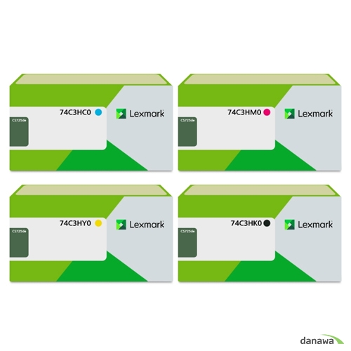 Lexmark 정품 74C3HK0, 74C3HC0, 74C3HM0, 74C3HY0 4색 세트_이미지