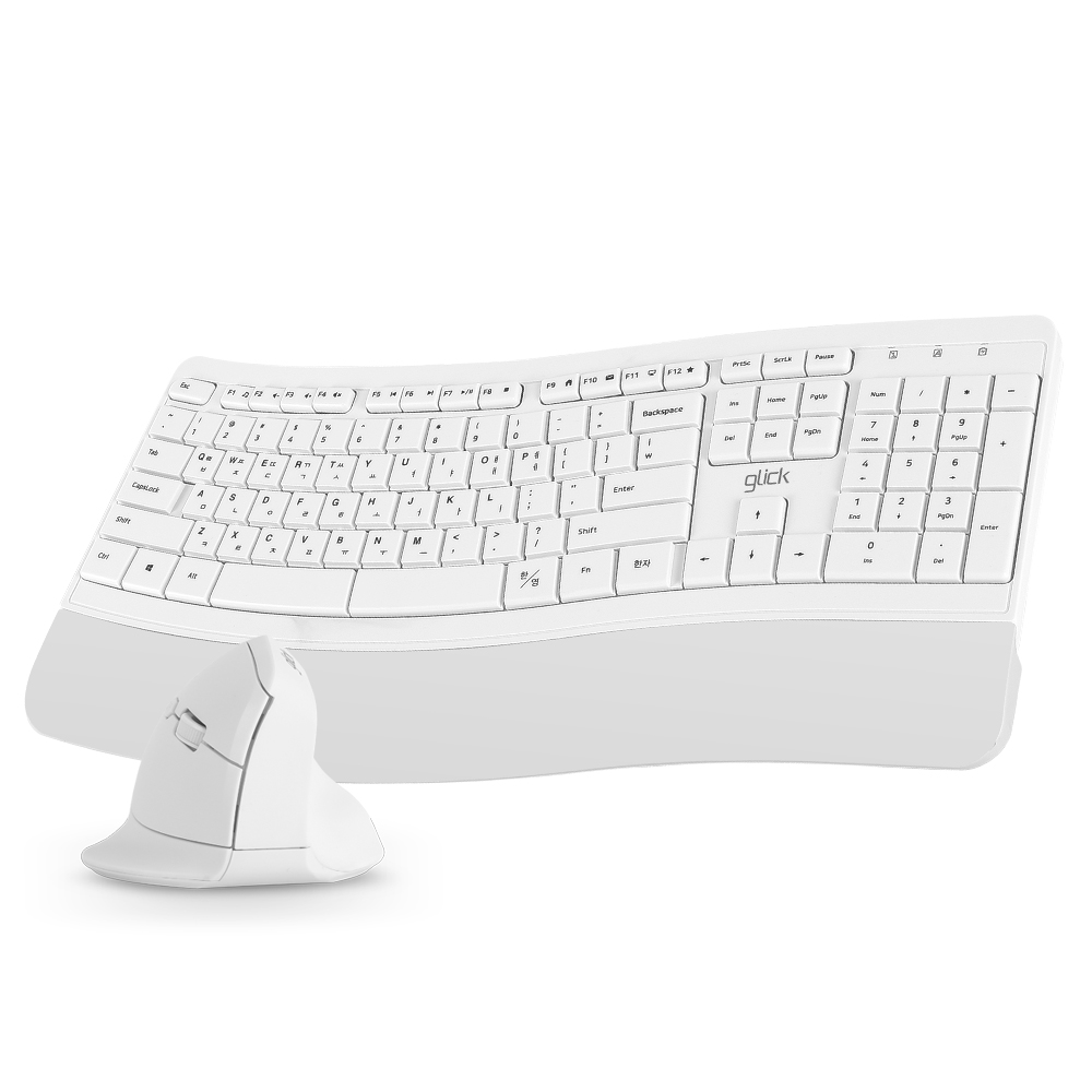 지클릭커 OFFICEPRO EMK100 인체공학 무선 키보드 마우스 세트 (블랙)_이미지
