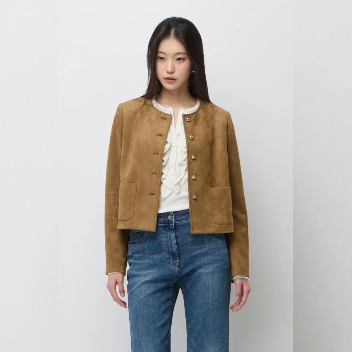 SISLEY 드라마 스웨이드 페이크 원넥 자켓 SALE01611 LE1222013808