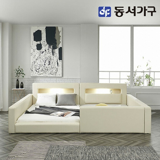 동서가구 이즈 포비 둥지형 LED 패밀리침대 SS+SS (본넬스프링)