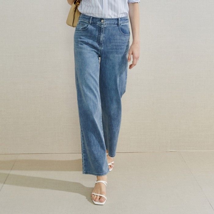 더아이잗 백 밴딩 세미 와이드 데님 팬츠 IR6M8SL821