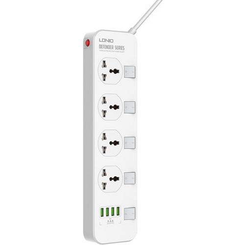LDNIO 4구 USB 4포트 통합형 멀티탭 해외구매 (2m)_이미지
