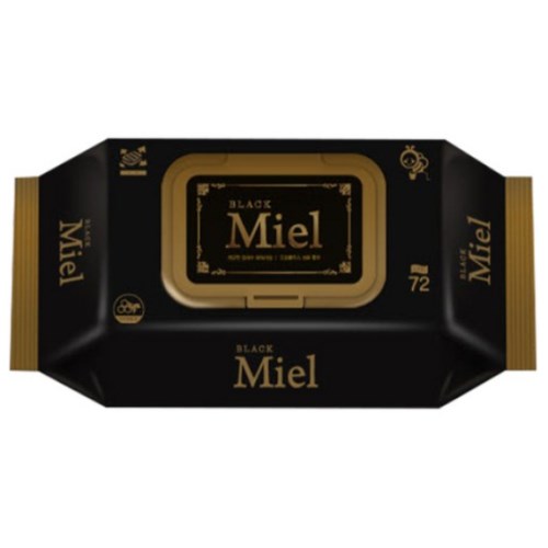 지크린텍 미엘 블랙 물티슈 캡형 72매 (1팩)