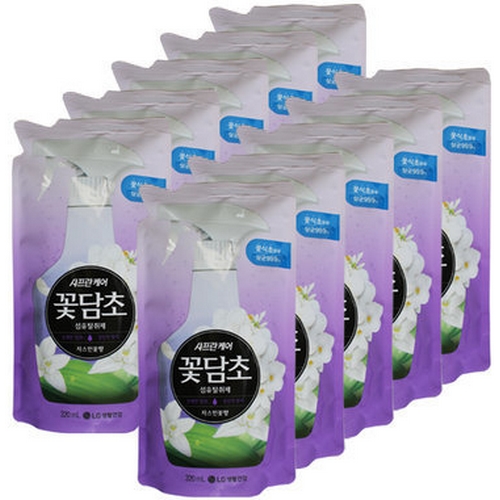 LG생활건강 샤프란케어 꽃담초 섬유탈취제 자스민꽃향 리필 320ml (10개)