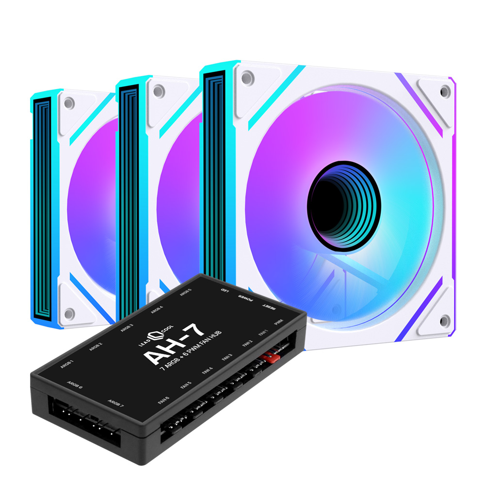 AONE STORM INFINITY PRO-120 ARGB PWM REVERSE (컨트롤러/3팩, 화이트)_이미지