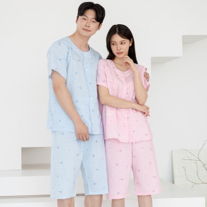 토토와모모 커플잠옷 여성 잠옷 남자 파자마 반팔 신혼부부 연인 M2001_6001 M낭만_이미지