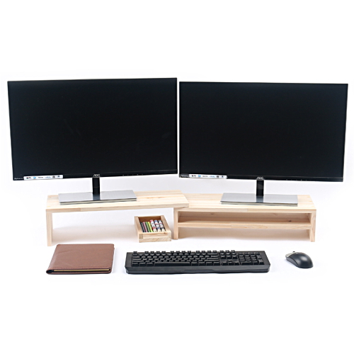 구멍가게 우드나인 원목 듀얼 2단 모니터받침대