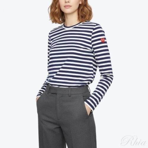 꼼데가르송 X 인베이더 더블와펜 스트라이프 여성 긴팔티셔츠 AZ T331 051 1 150342179_이미지