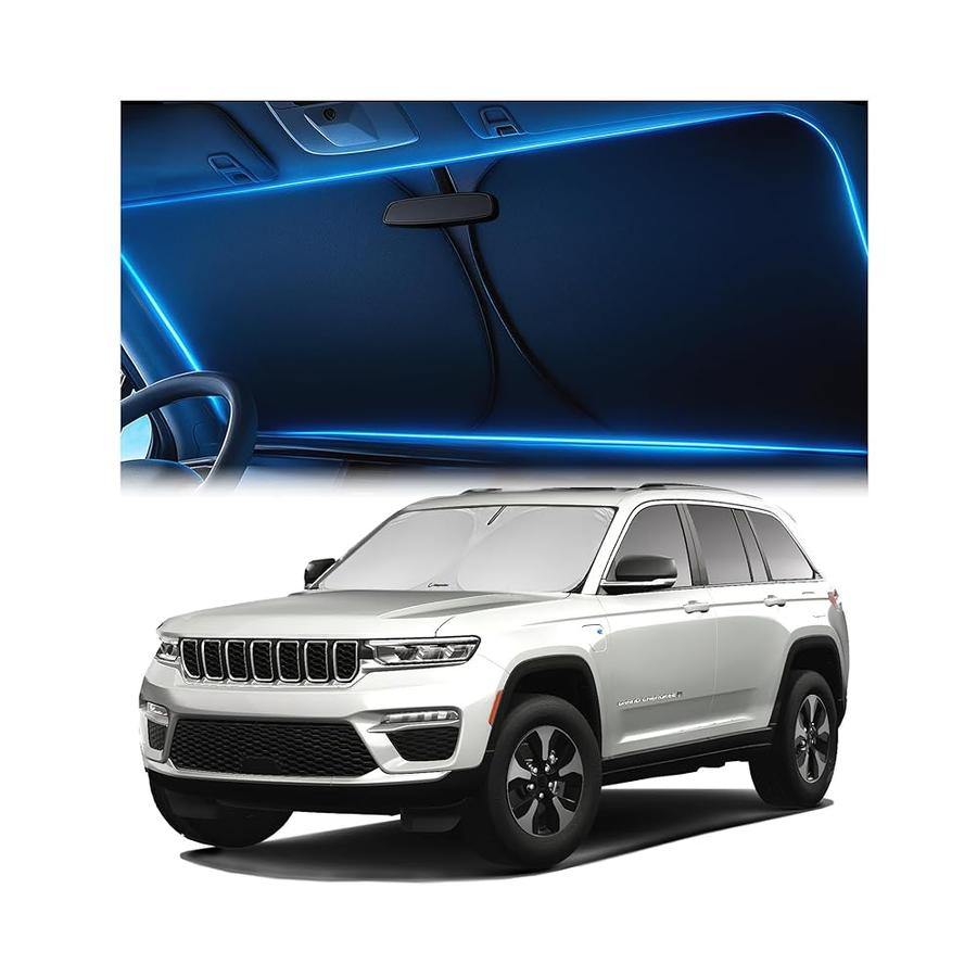 JEEP 그랜드 체로키 2011-2026용 앞유리 햇빛 가리개 혁신적인 무조명 기술, 미러 컷아웃, 99% 자외선 차단, 변색 방지.._이미지