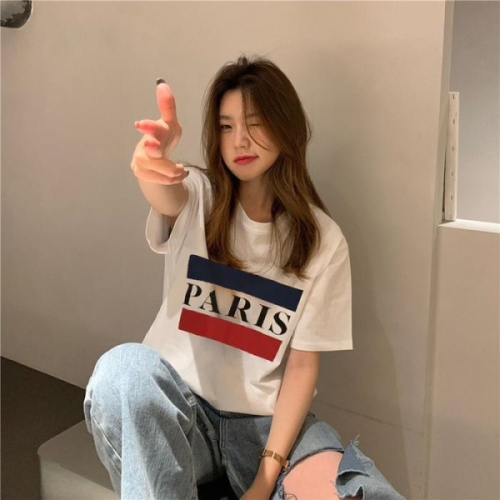  오노마 ONM 여성반팔 파리 레터링 포인트 반팔티셔츠 여친룩 셔츠 15414414
