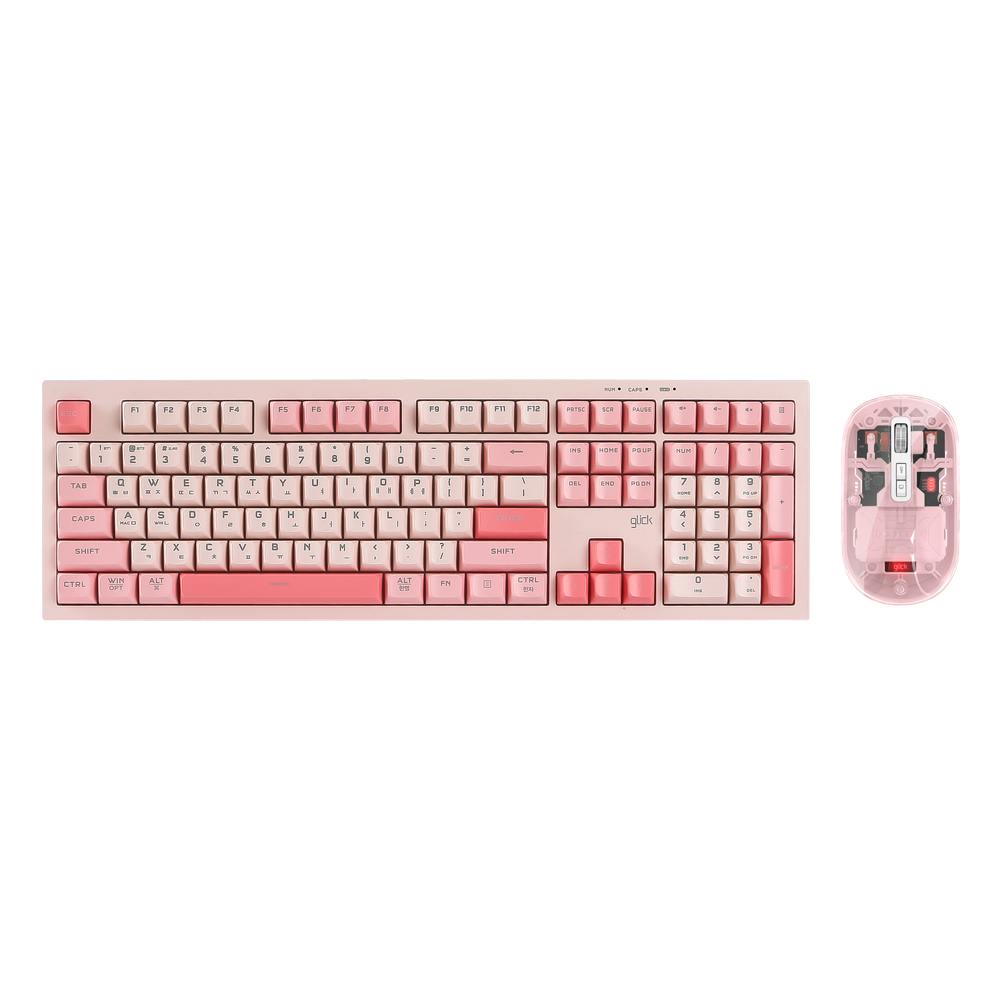 지클릭커 OFFICEPRO WMK80 사일런스 M 108 무선 키보드 마우스 세트 (Pink)_이미지