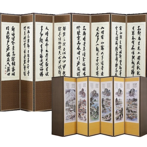 이조공예 8폭 풍속도 추사 한시_이미지