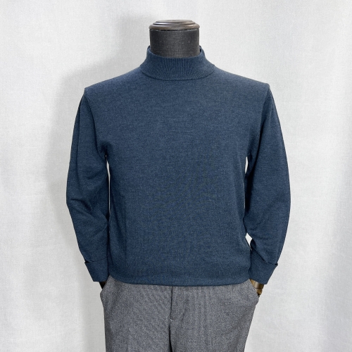 바쏘옴므 폴라티 가을겨울 캐시미어 니트반폴라 블루 Z4WN06-2_이미지