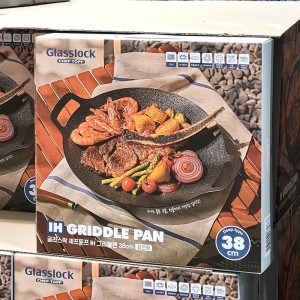 글라스락 IH 그리들팬 38cm 가정용 캠핑용 솥뚜껑불판 고기 인덕션 삼겹살구이팬 고기판_이미지