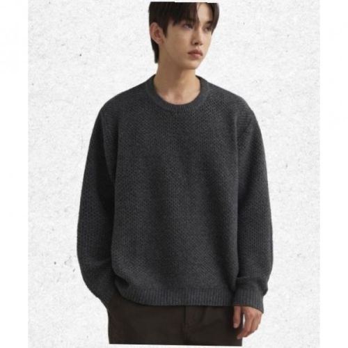 드로우핏 DRAW FIT 와플 텍스쳐 라운드 풀오버 니트 CHARCOAL DFKN4306CC 1300147