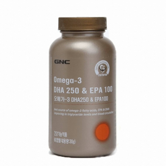 GNC 오메가-3 DHA 250 & EPA 100 60캡슐 (1개)
