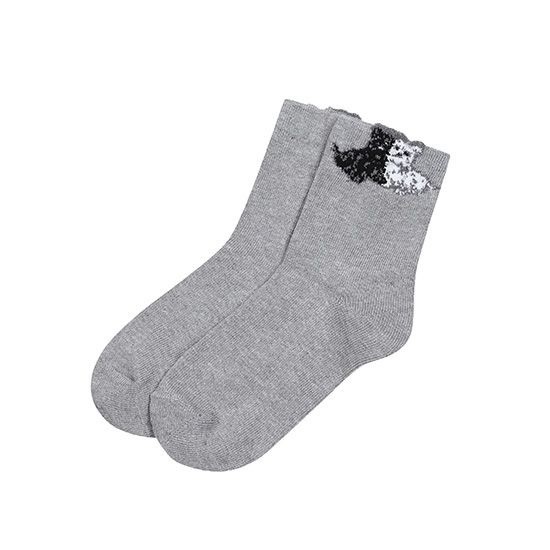 블랙앤화이트 중목 테리어 양말 8136LXSC_GREY