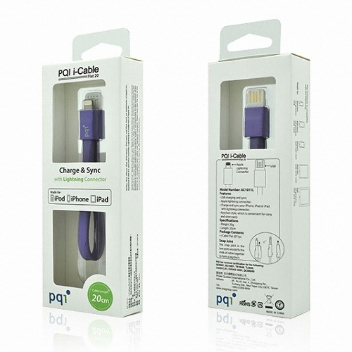 PQI MFi 휴대용 애플8핀 케이블 i-Cable Flat 20 (0.2m)_이미지