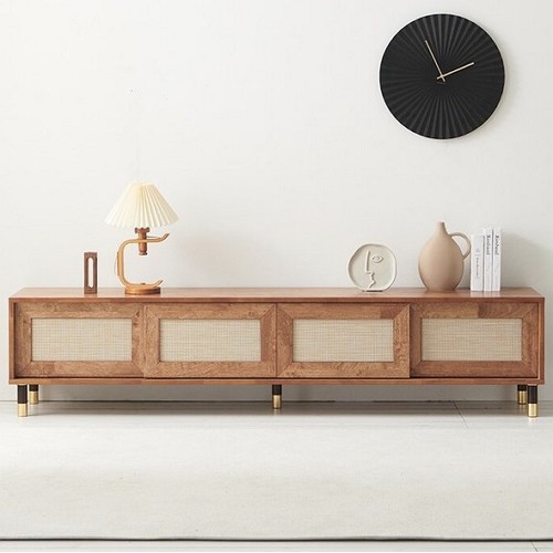 보루네오하우스 엘리브 라탄 원목 낮은 거실장 2000