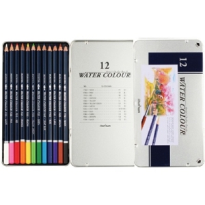 문화연필 수채 색연필 틴케이스 (12색)_이미지