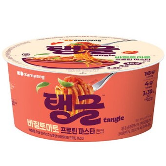 <b>삼양</b>식품 큰컵 탱글 바질토마토 프로틴 파스타 105g