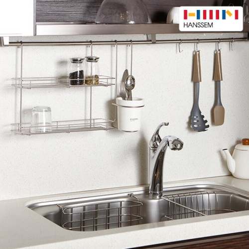 한샘 주방 악세사리 행거레일 3종 세트 설거지 스텐 2단선반 식기건조대 컵걸이 수저통 싱크대이미지입니다. 누르면 해당 게시물로 새창이동합니다.