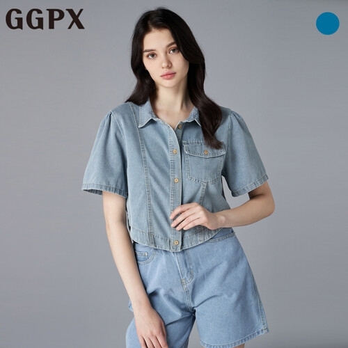 연승어패럴 GGPX 우드 버튼 크롭 데님 셔츠 GO6SH069F