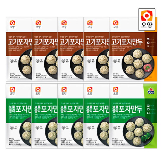 사조대림 오양 고기포자만두 180g x 5개+브로콜리 포자만두 180g x 5개이미지입니다. 누르면 해당 게시물로 새창이동합니다.