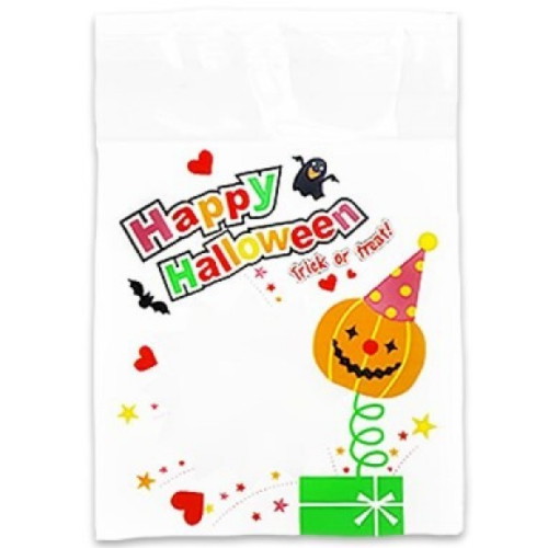 스투피드 할로윈 선물포장 OPP 접착봉투 (삐에로호박 화이트, 100개)_이미지