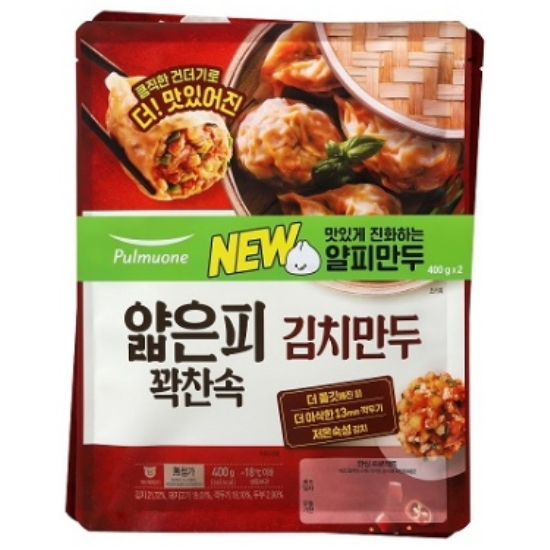 풀무원 얇은피 꽉찬속 김치만두 400g (10개)_이미지