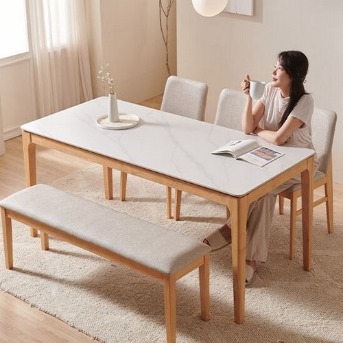 삼익가구  루나 통세라믹 원목 식탁 1800 (의자3개+벤치1개)