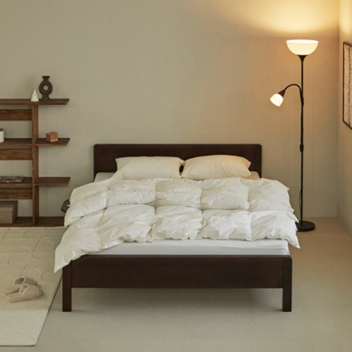 퍼니코 로그 고무나무 원목 침대 Q (매트별도)_이미지