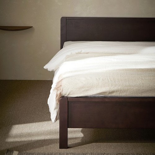 퍼니코 로그 고무나무 원목 침대 Q (매트별도)_이미지