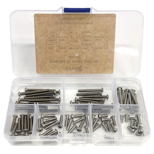 이노공구 육각렌치볼트 둥근머리 스텐 8종 세트 M3 W115 (80pcs)_이미지