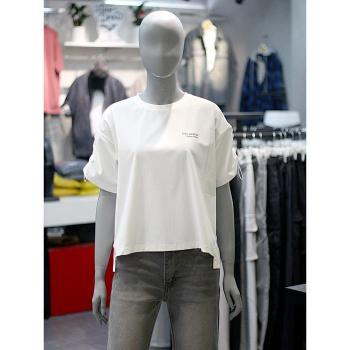 인터크루 세이브존03 여성 소매 셔링 믹스 소재 냉감 라운드 반팔 티셔츠 ITA2XM E49666582