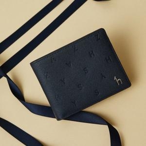  헤지스 남성 네이비 음각패턴 소가죽 머니클립 HJWA5F563N3