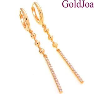 골드조아 럭셔리 롱 볼+막대큐빅 핑크골드 14k귀걸이 s-eb3885_이미지